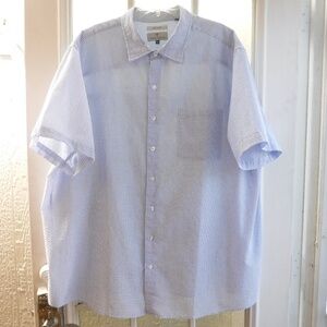 OAK Hill Cool&Dry Blue/White Striped Short Sleeve Button Up Collared Seersucker